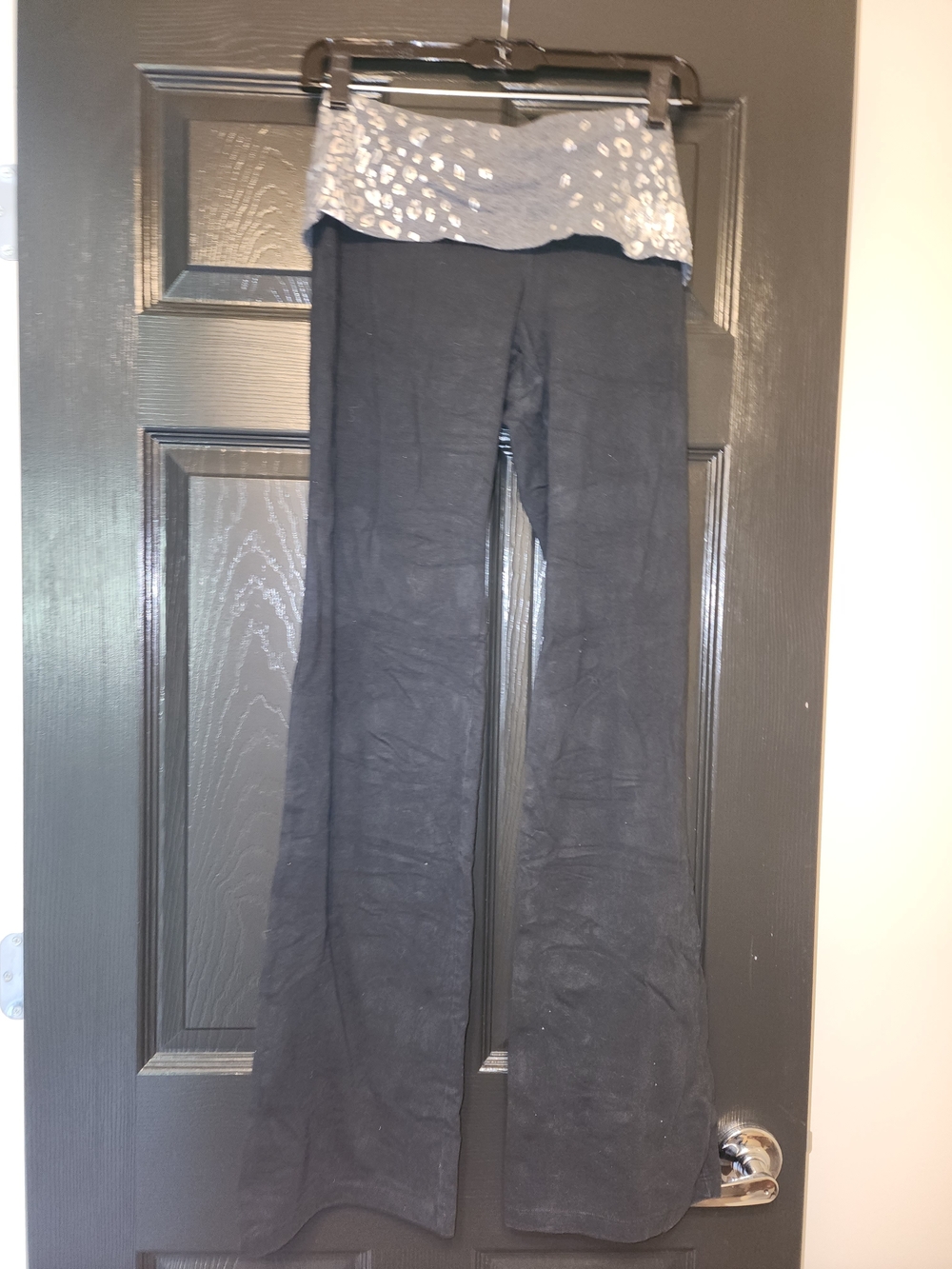 PINK Victoria's Secret Black Boot Cut Yoga Pants with Fold-Over Waistband